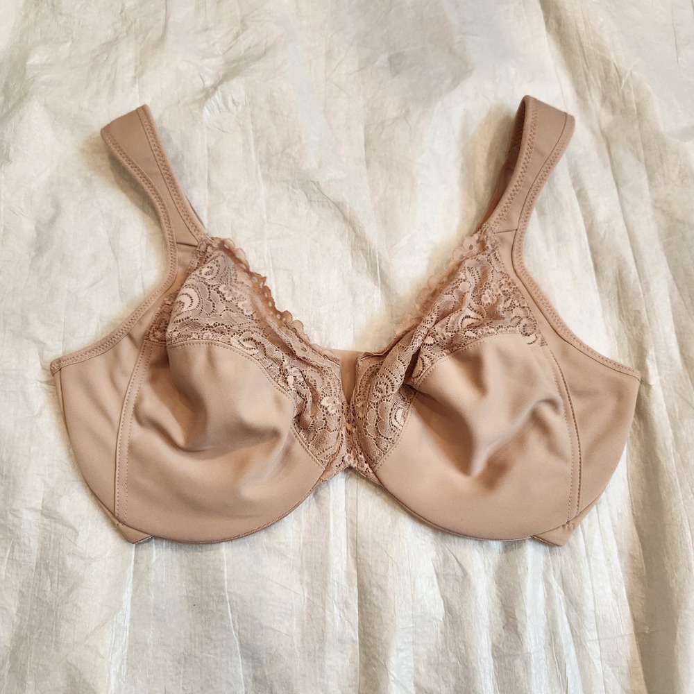 New Glamorise MagicLift Lace Full Figure Support Bra 1240 Cafe Beige Size 36F